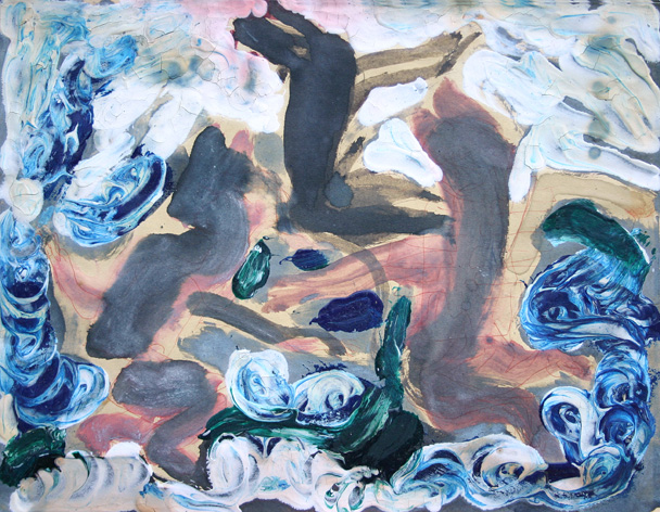 aanbidding van de opperwolf 1986 inkt, stift, koffie, acryl, tandpasta op papier