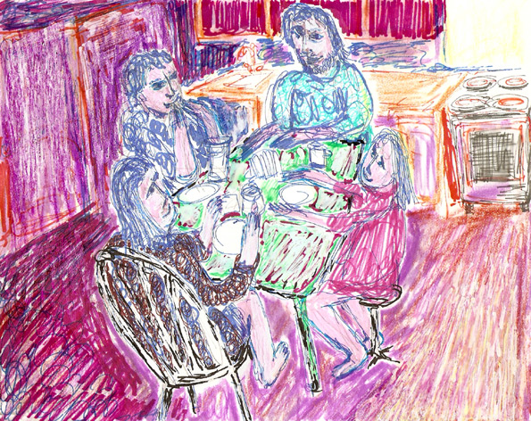 saturday morning 2007 mixed technique on paper