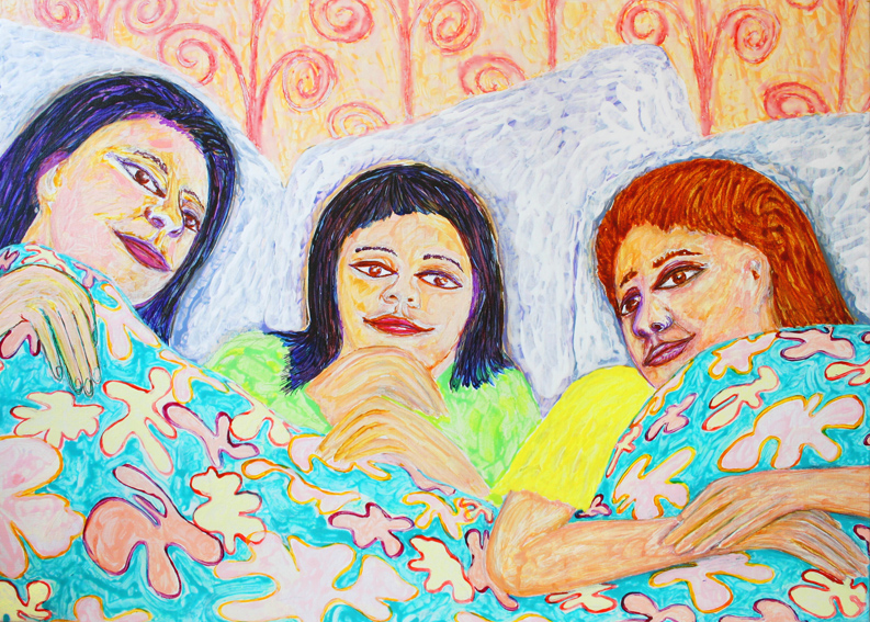 in the family bed (2011 ~ 80 x 120 cm ~ acrylic on canvas)
