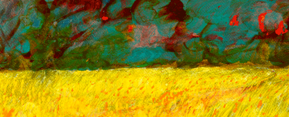 onweershemel boven korenveld, 2003