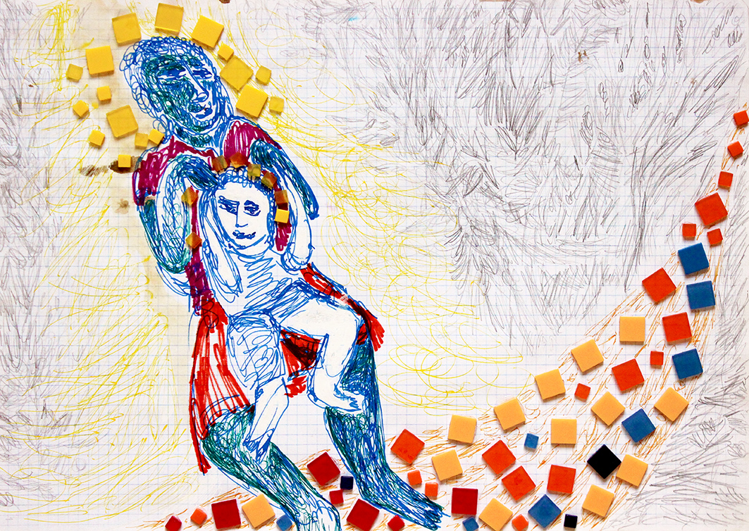 mary & jesus on the road to damascus ii (drawing by Franka Waaldijk)