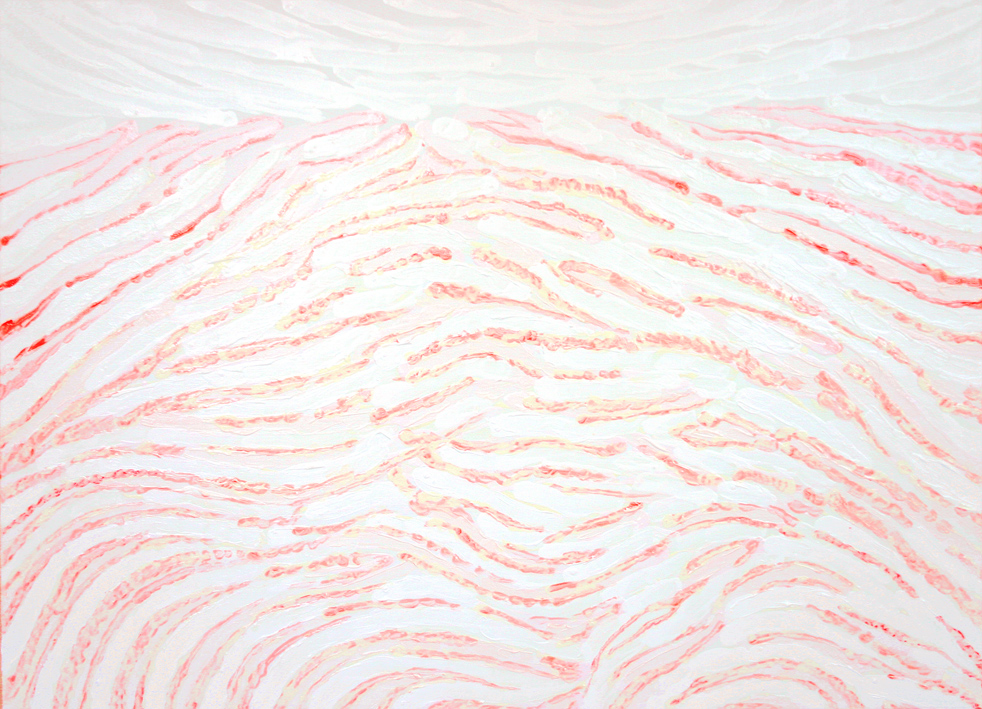 river, banks, sky (2010, 80 x 110 cm, acryl op doek)