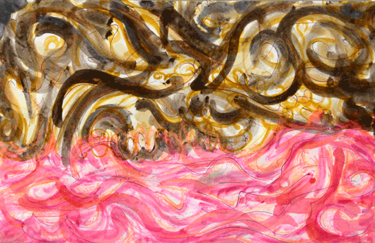 stormzee (2004 ~ 21 x 30 cm ~ gemengde techniek op papier)