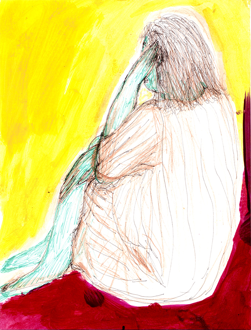 woman in nightgown (tekening van Franka Waaldijk)