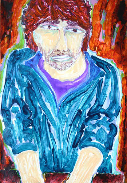 self portrait without hands, 2007 ~ 60 x 40 cm ~ mixed technique on paper